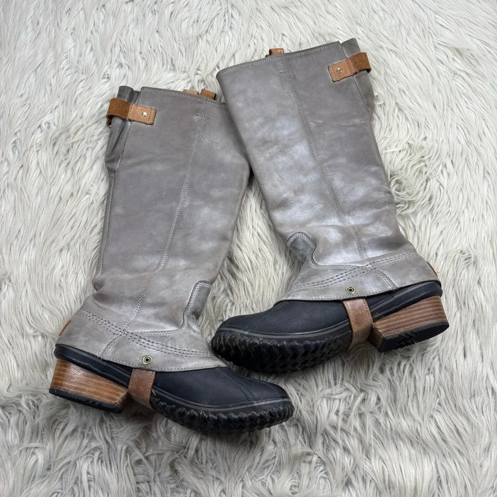 Sorel Women's 9 Gray Slimpack Tall Riding Boots Waterproof Western Equestrian